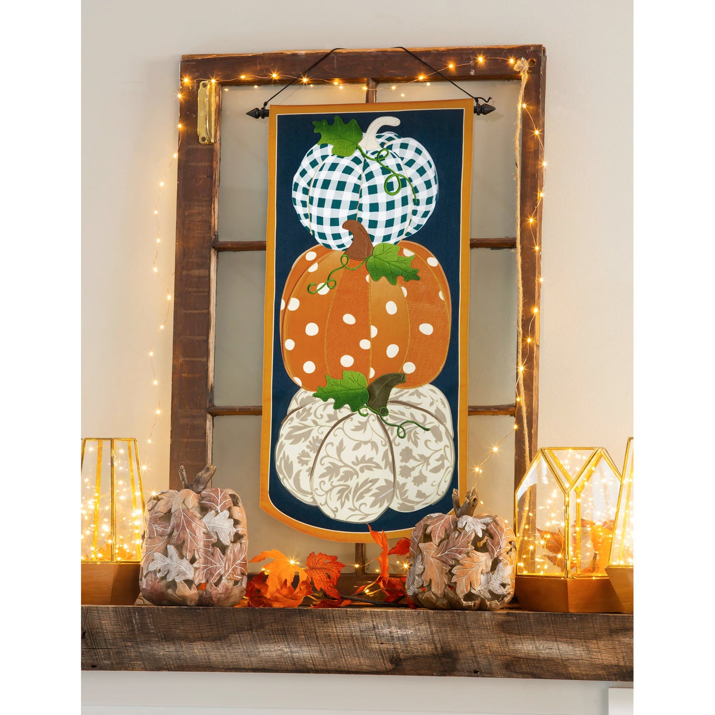 Patterned Pumpkins Printed Everlasting Impressions Garden Flag; Polyester-Linen Blend 12.5"x28"