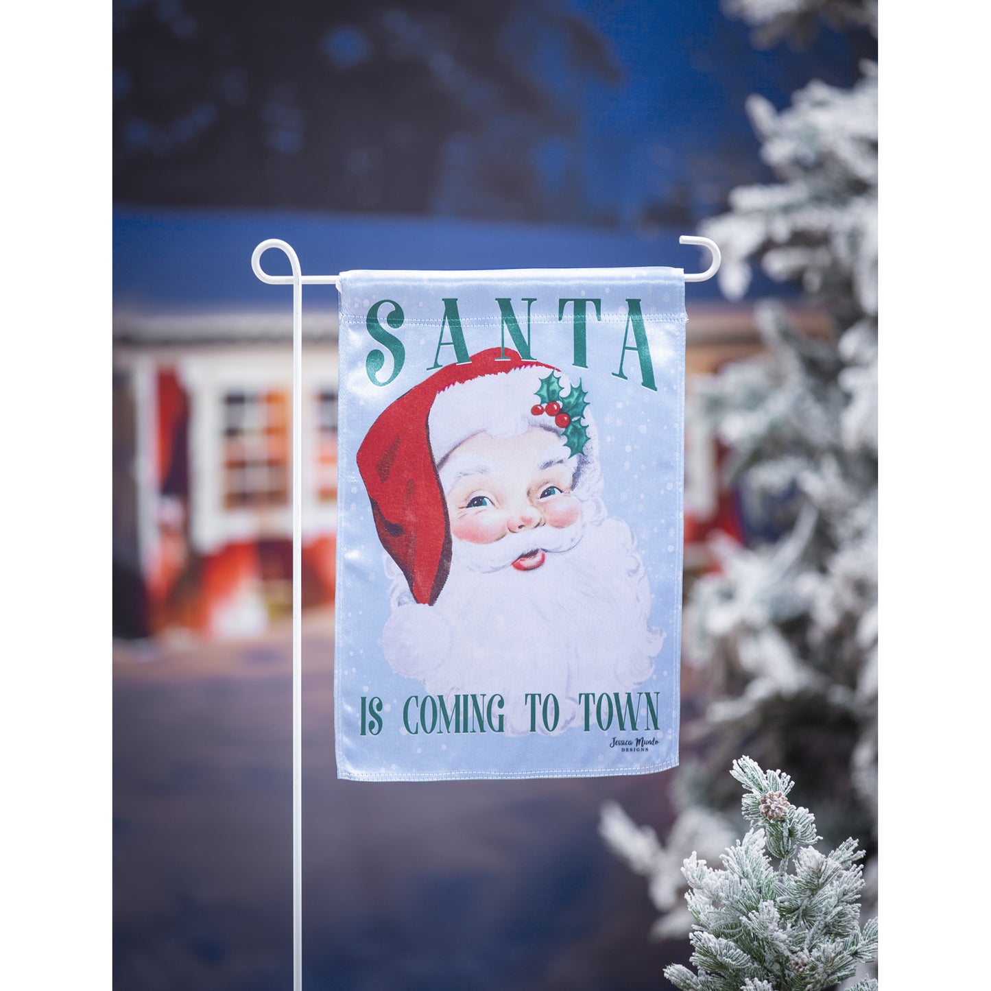 Vintage Santa Lustre Garden Flag; Linen Textured Polyester 12.5"x18"
