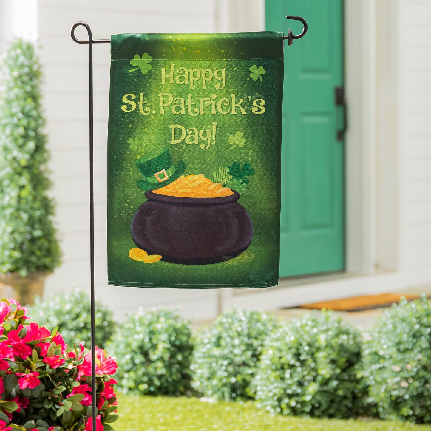 St Patrick's Day Pot of Gold Lustre Garden Flag