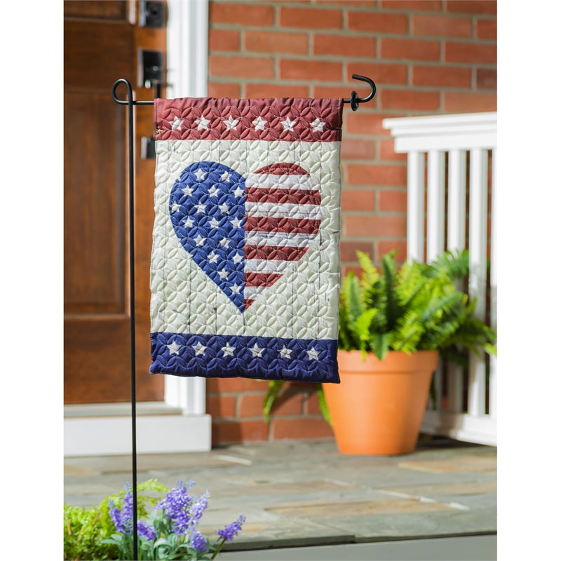 Stars & Stripes Heart Quilted Garden Flag