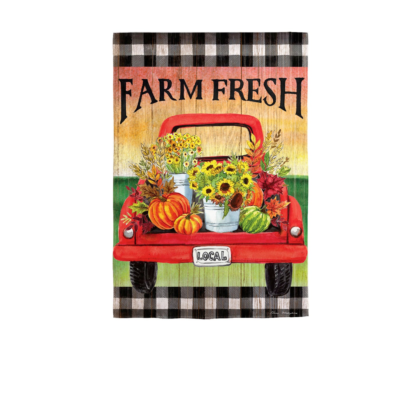 Farm Fresh Autumn Flower Truck Garden Flag