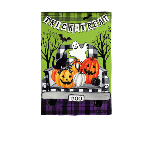 Trick-or-Treat Truck Garden Flag
