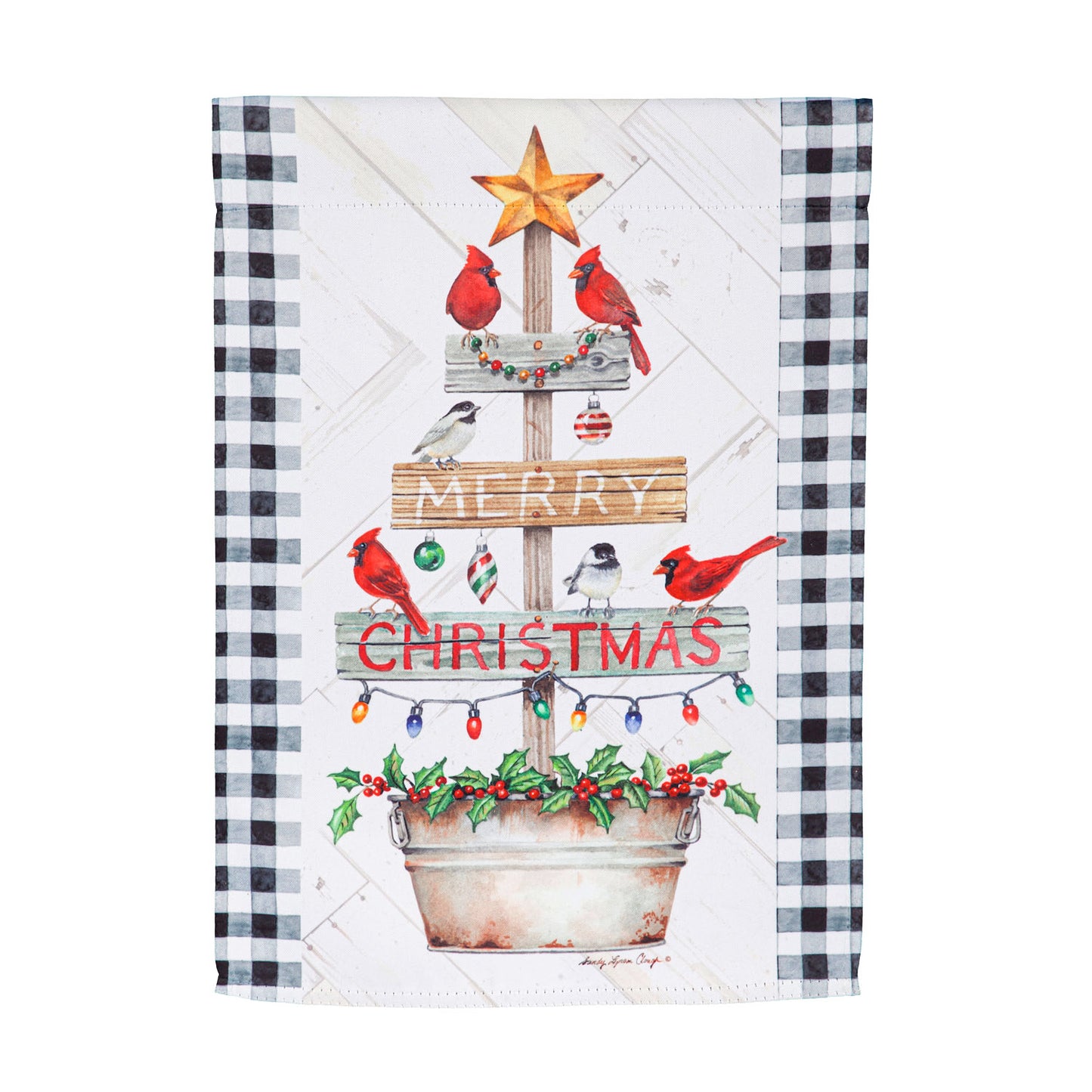 Country Christmas Tree Printed Suede Garden Flag; Polyester 12.5"x18"