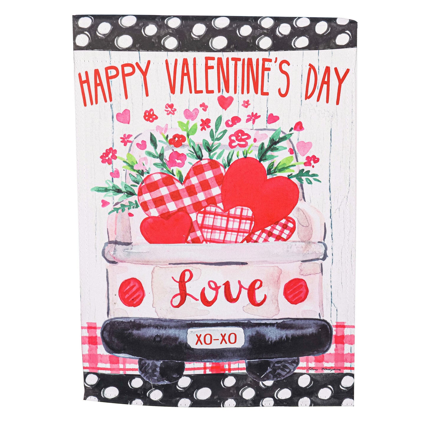 Love Truck Printed Suede Garden Flag; Polyester 12.5"x18"