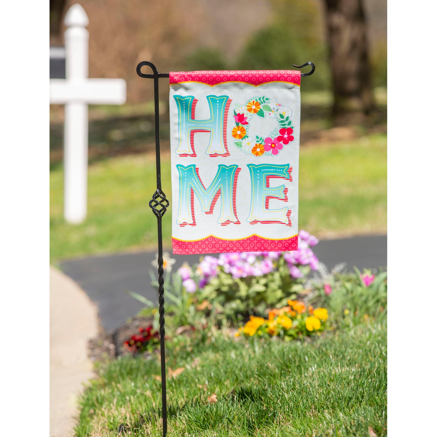 Welcome Home Printed Suede Garden Flag; Polyester 12.5"x18"