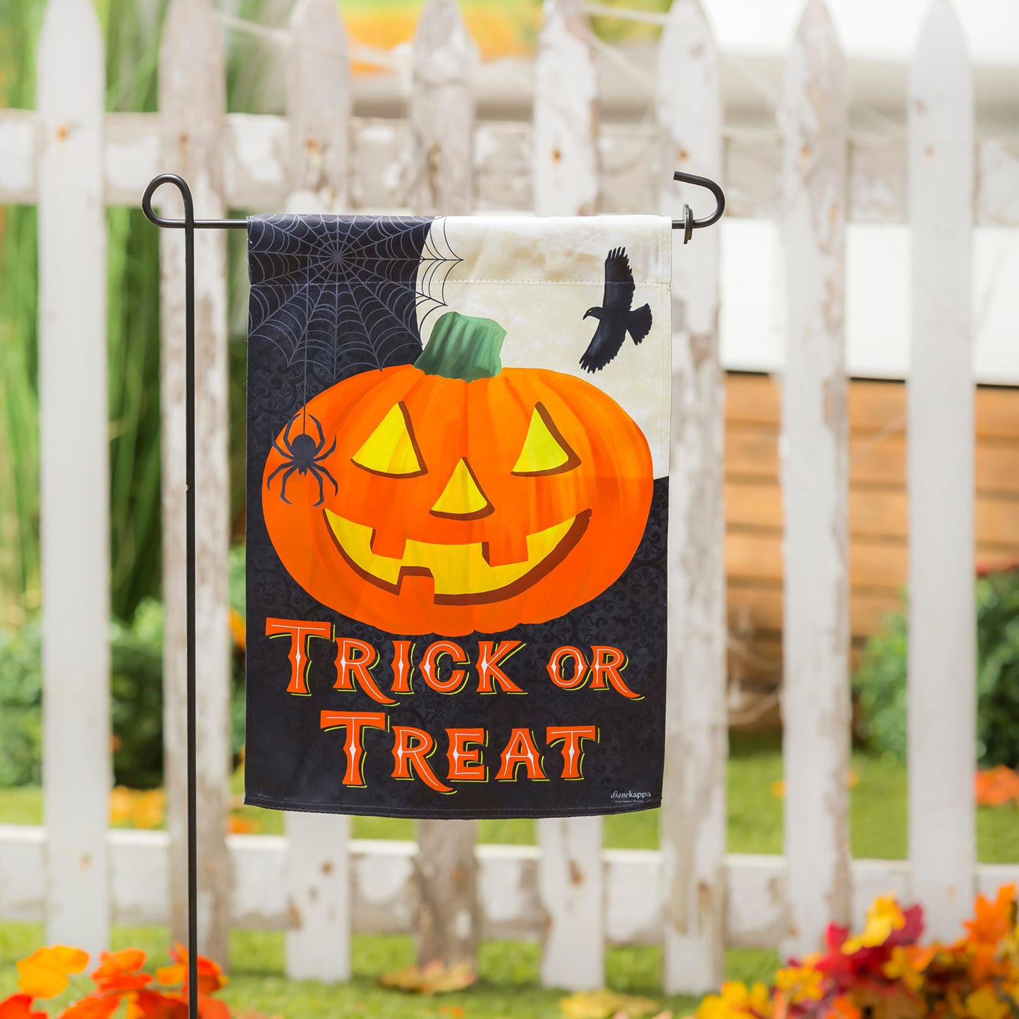 Trick or Treat Jack-o-Lantern Printed Suede Garden Flag; Polyester 12.5"x18"