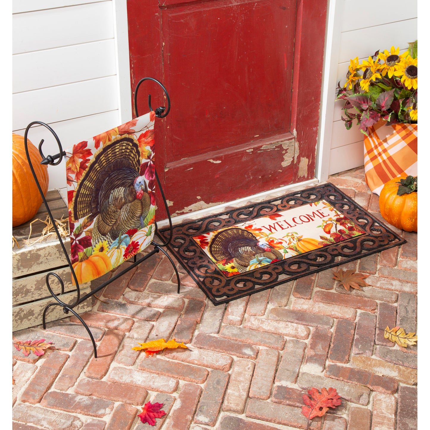 November Turkey Printed Suede Garden Flag; Polyester 12.5"x18"
