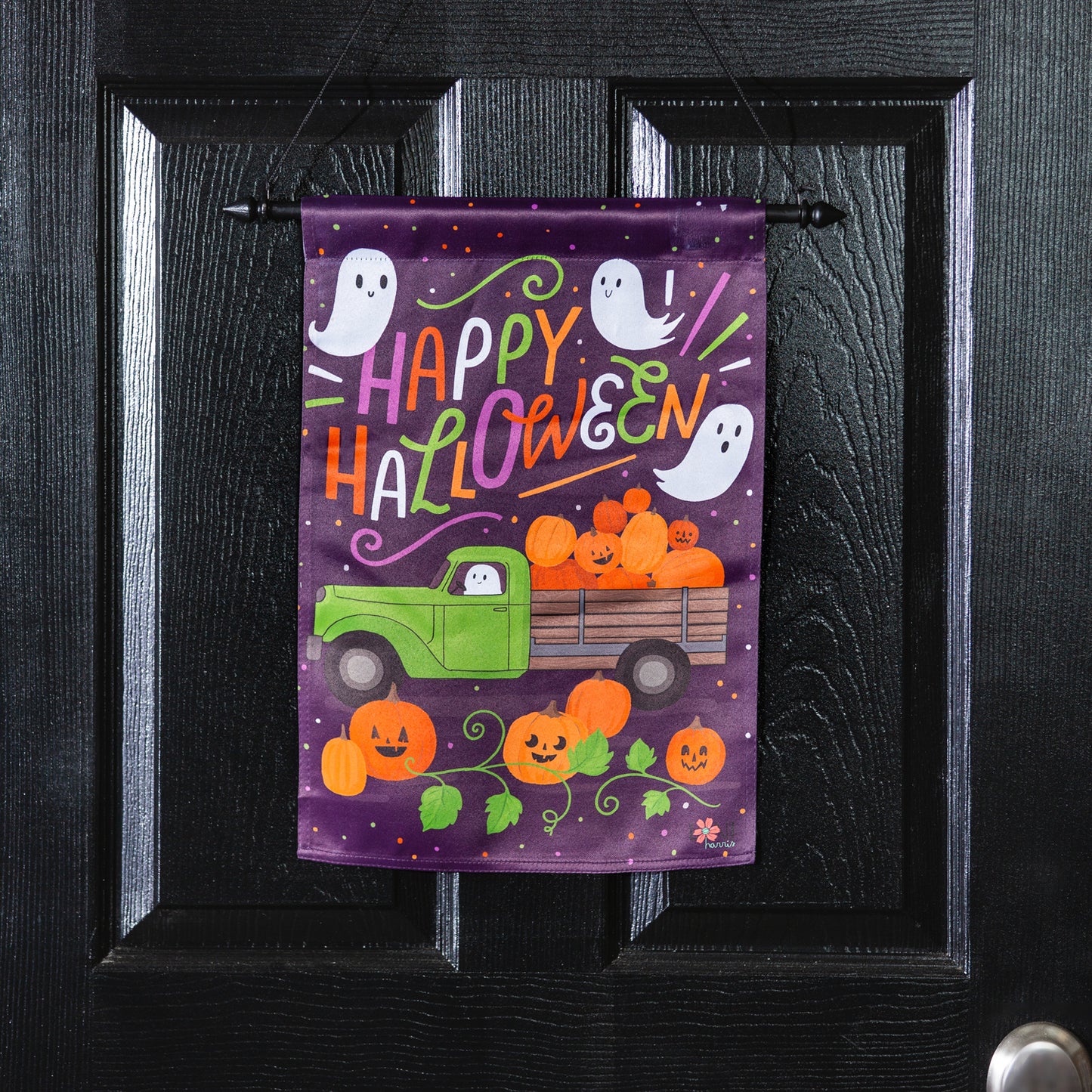 Boo Truck Printed Suede Garden Flag; Polyester 12.5"x18"