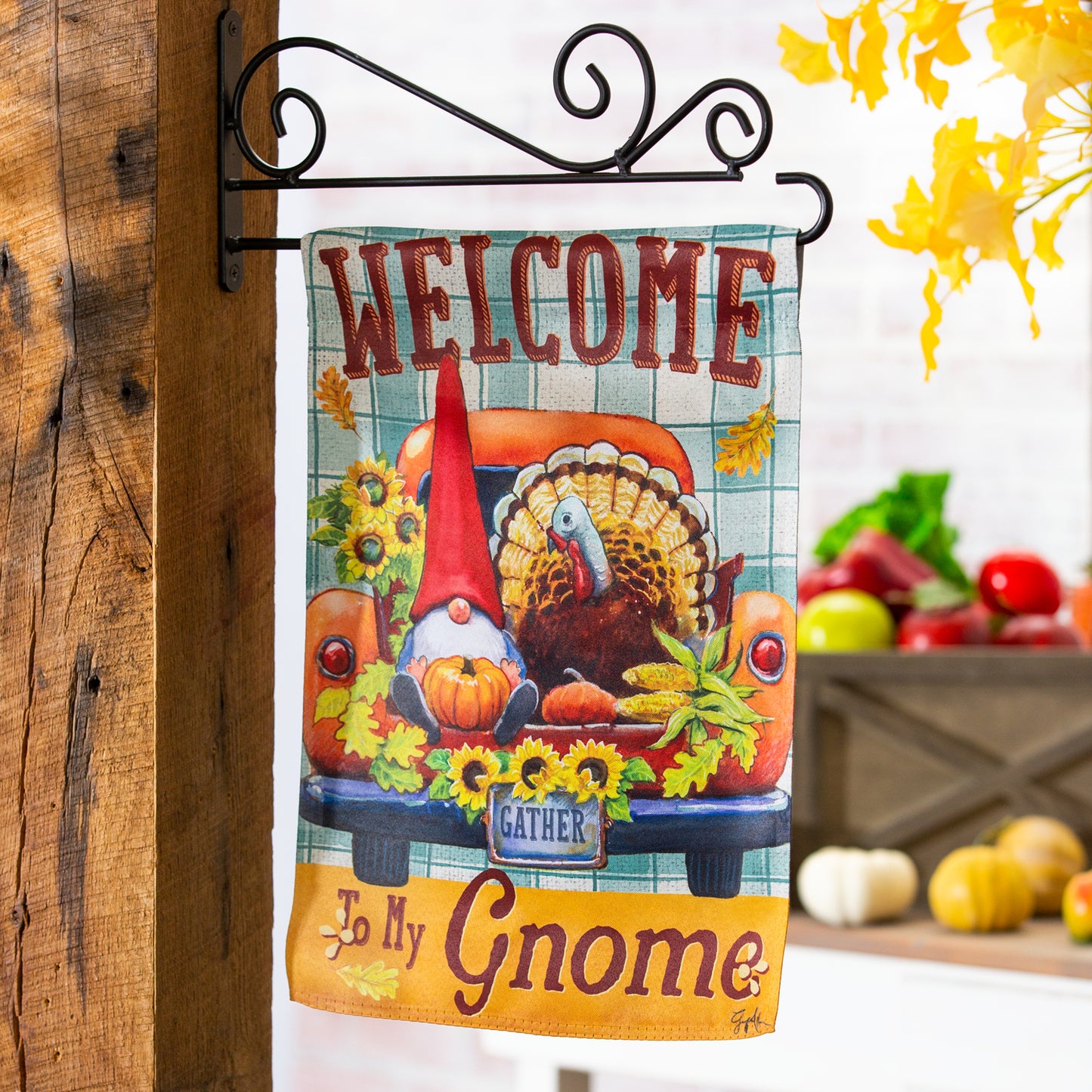Welcome to My Gnome Printed Suede Garden Flag; Polyester 12.5"x18"