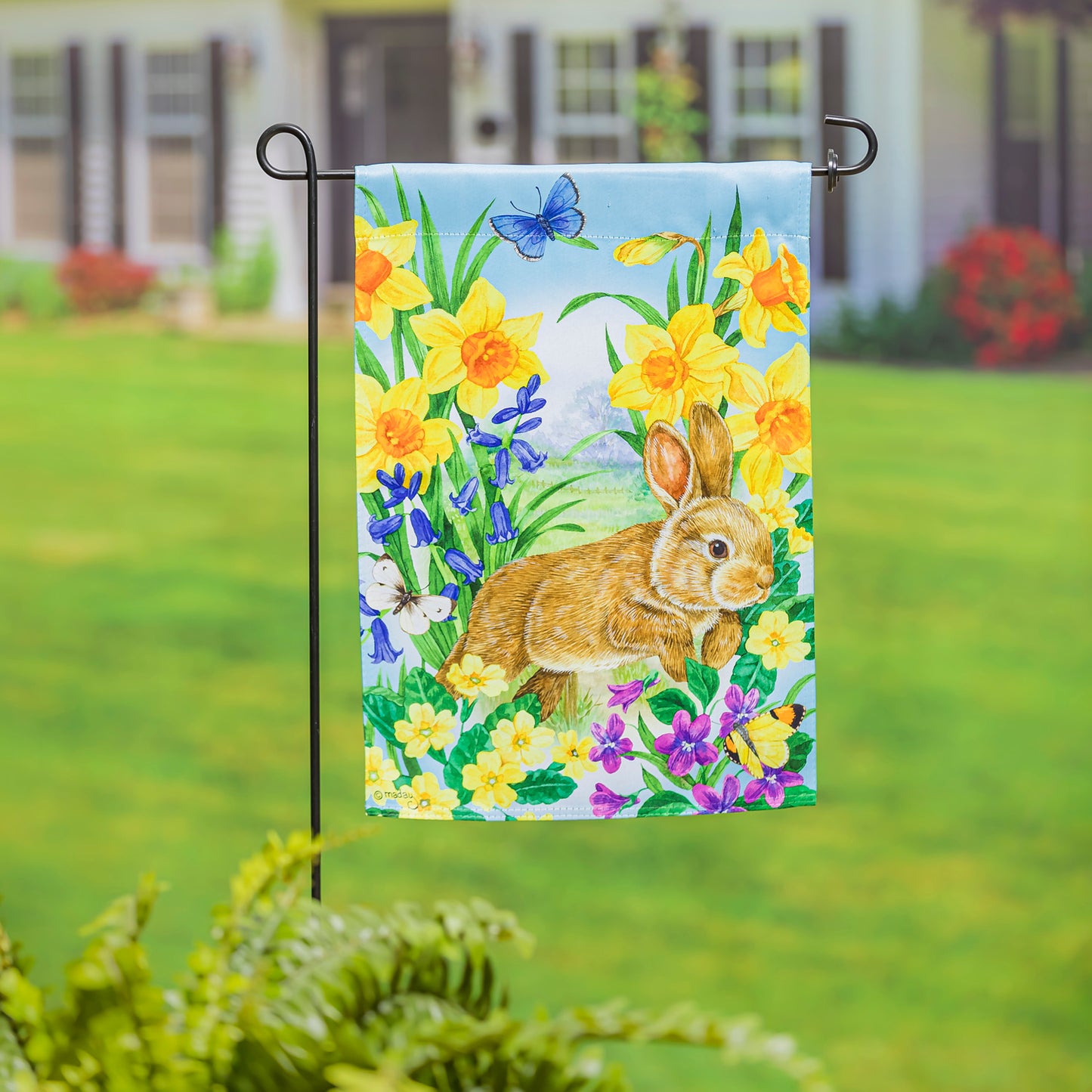 Jump Into Spring Bunny Garden Flag