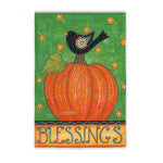 Blessings Bird on Pumpkin Printed House Flag; Polyester