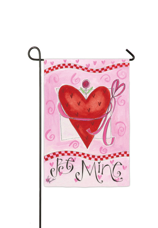Be Mine Happy Valentines Day Printed Suede Double Sided Garden Flag; Polyester