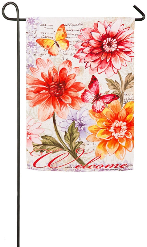 Fresh Dahlias Printed Suede Garden Flag; Polyester