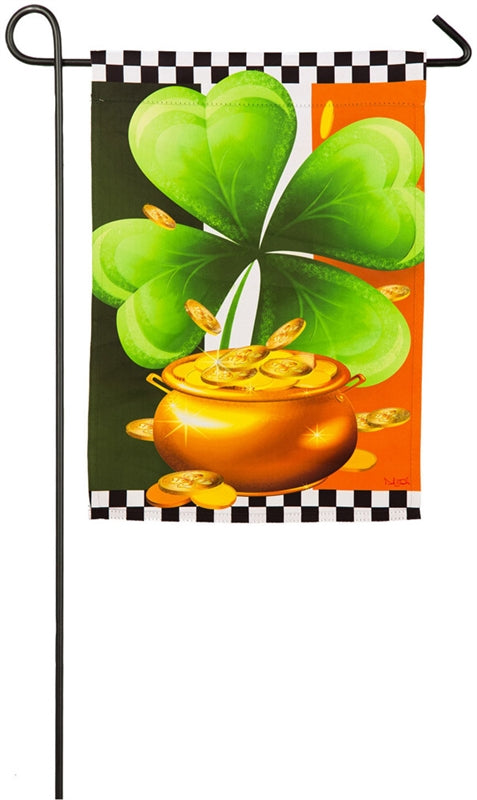Irish Shamrock Printed Suede Garden Flag; Polyester