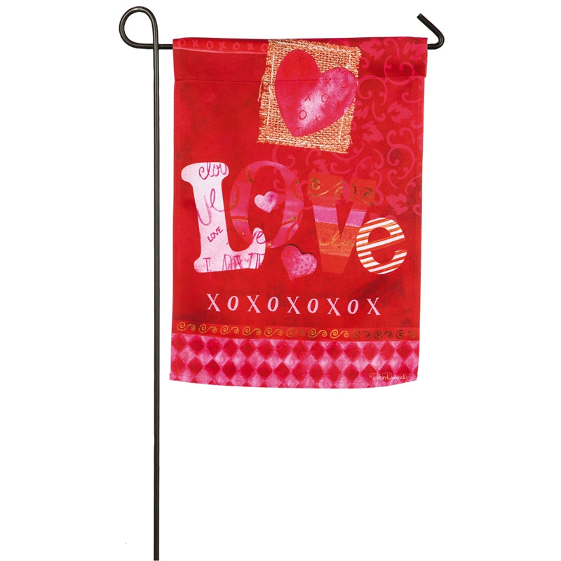 Love XOXO Printed Suede Garden Flag; Polyester