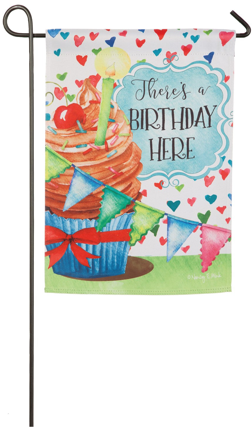 Birthday Celebration Printed Suede Garden Flag; Polyester