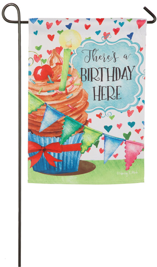 Birthday Celebration Printed Suede Garden Flag; Polyester