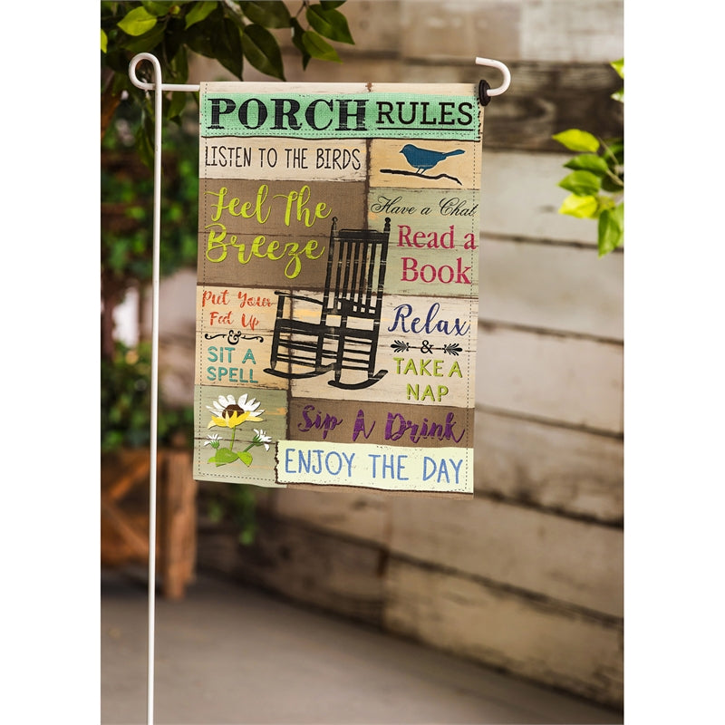 Porch Rules Garden Flag