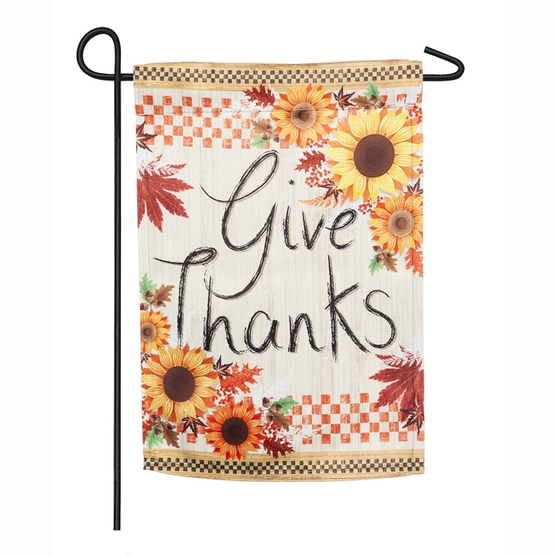 Give Thanks Printed Suede Garden Flag; Polyester