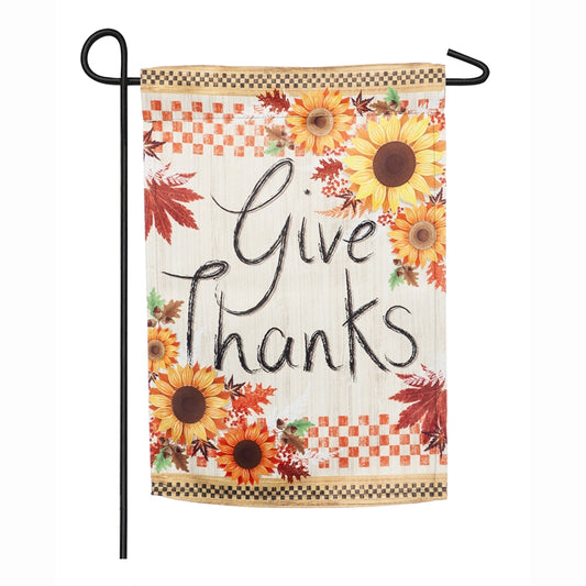 Give Thanks Printed Suede Garden Flag; Polyester