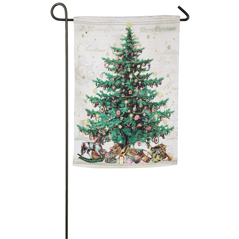 O Christmas Tree Printed Suede Garden Flag; Polyester