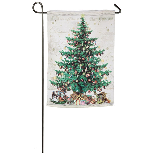 O Christmas Tree Printed Suede Garden Flag; Polyester