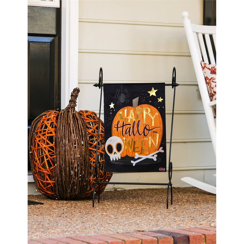 Halloween Skull Printed Suede Garden Flag; Polyester
