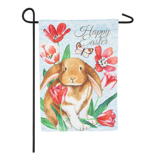 Happy Easter Bunny Printed Suede Garden Flag; Polyester