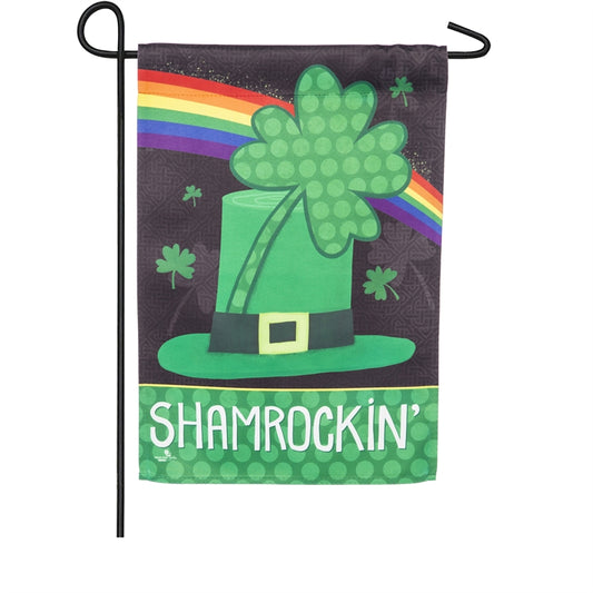 "Shamrockin" Printed Suede Garden Flag; Polyester