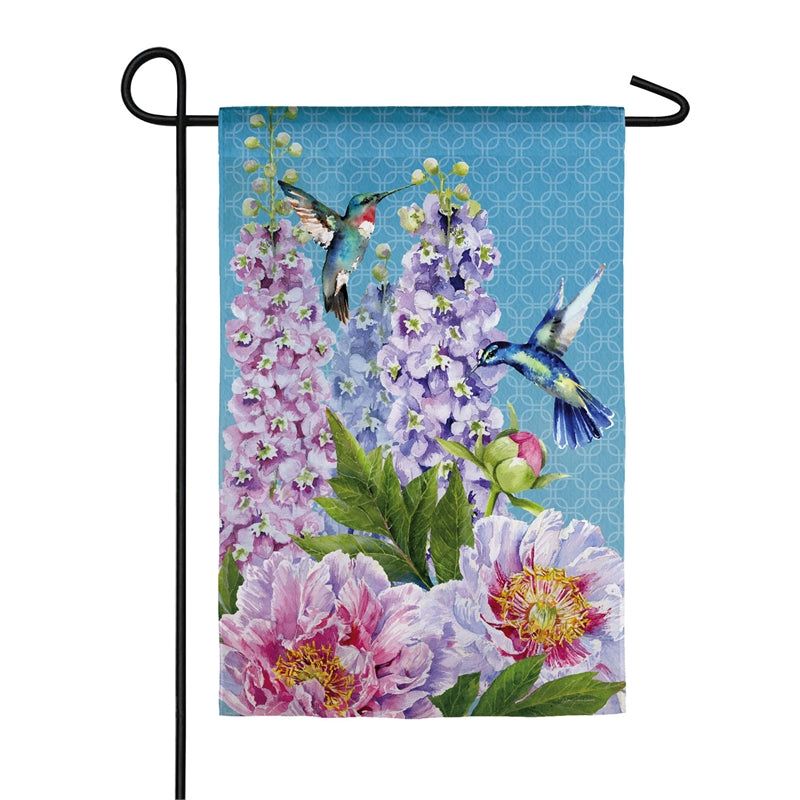 Peonies & Hummingbirds Garden Flag