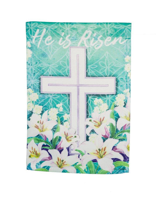 Easter Cross Printed Suede House Flag; Polyester