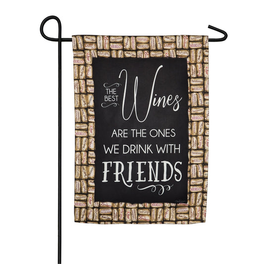 Wine With Friends Printed Suede Garden Flag; Polyester