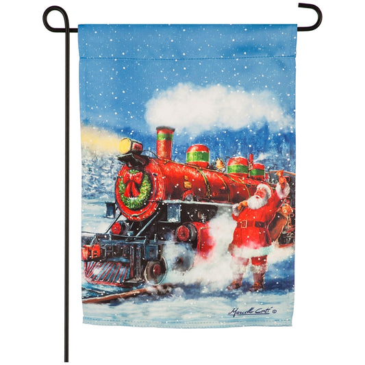 Santa Express Printed Suede Garden Flag; Polyester