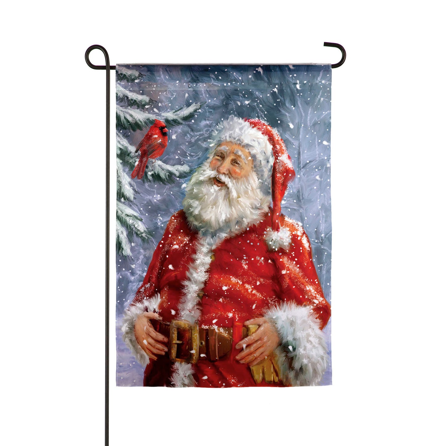 Santa's Birds Printed Suede Garden Flag; Polyester 12.5"x18"