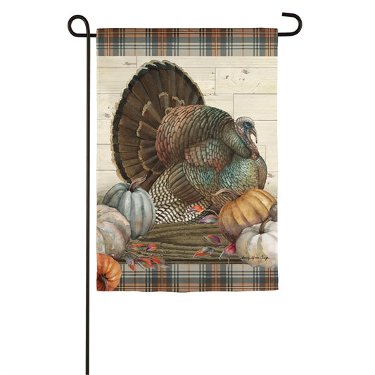 Pumpkin Time Turkey Printed Suede Garden Flag; Polyester