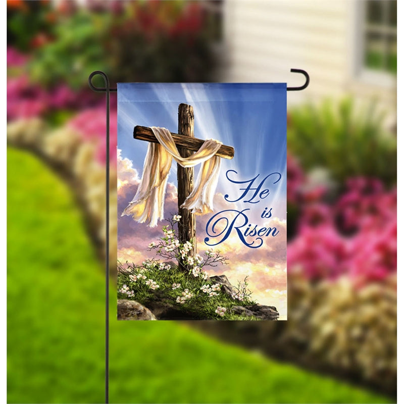 He Is Risen Printed Garden Flag