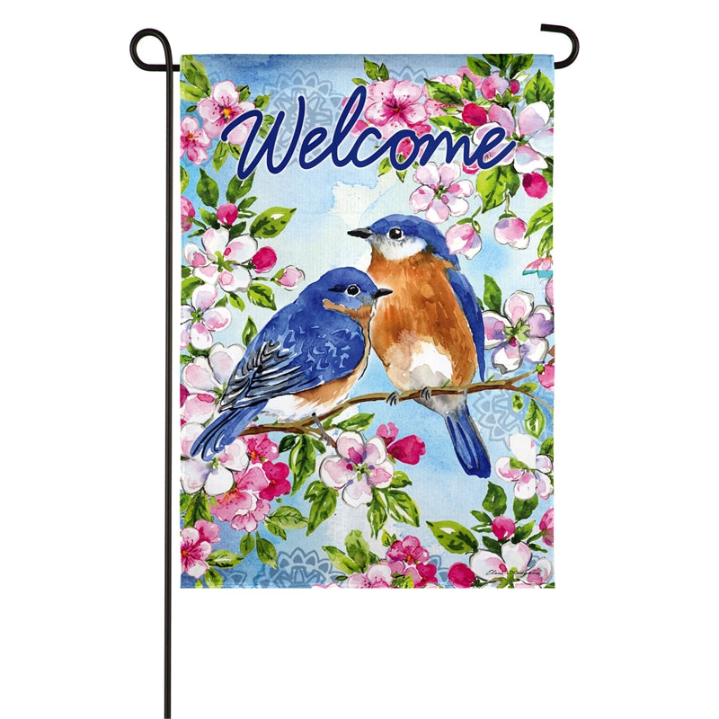 Bluebirds and Blossoms Garden Flag