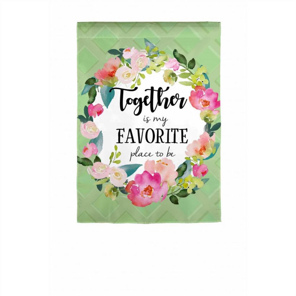 Together Printed Suede Garden Flag; Polyester