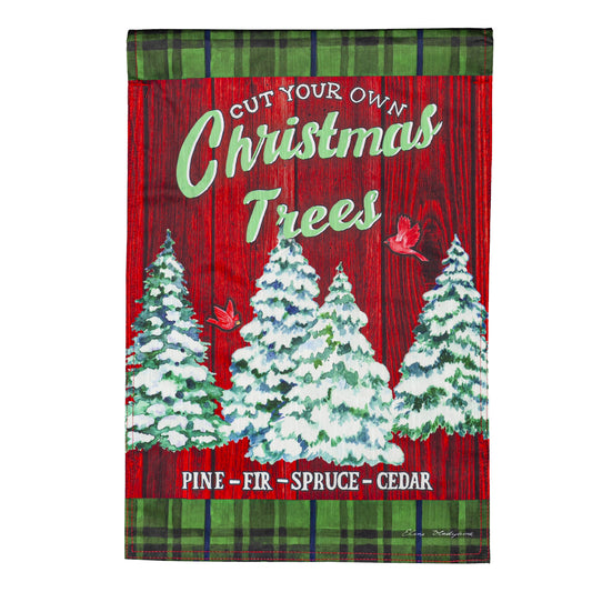 Christmas Tree Farm Printed Textured Striation Garden Flag; Polyester 12.5"x18"