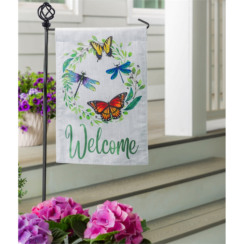 Butterfly & Dragonfly Wreath Garden Flag