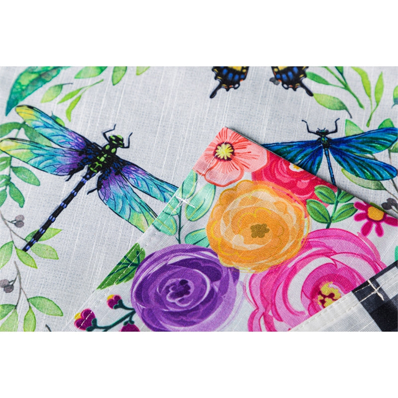 Wood Backed Floral Garden Flag
