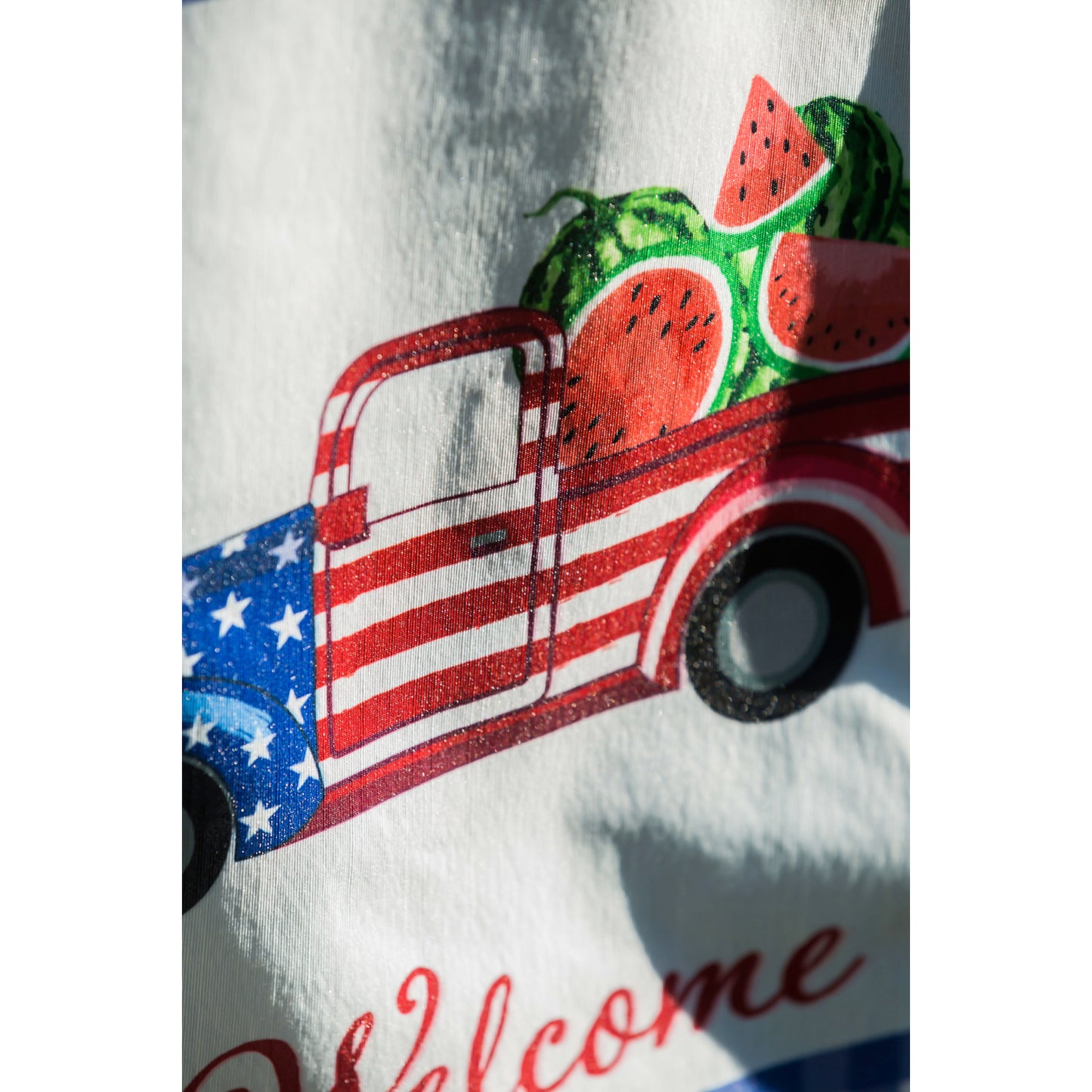 Patriotic Watermelon Truck Garden Flag