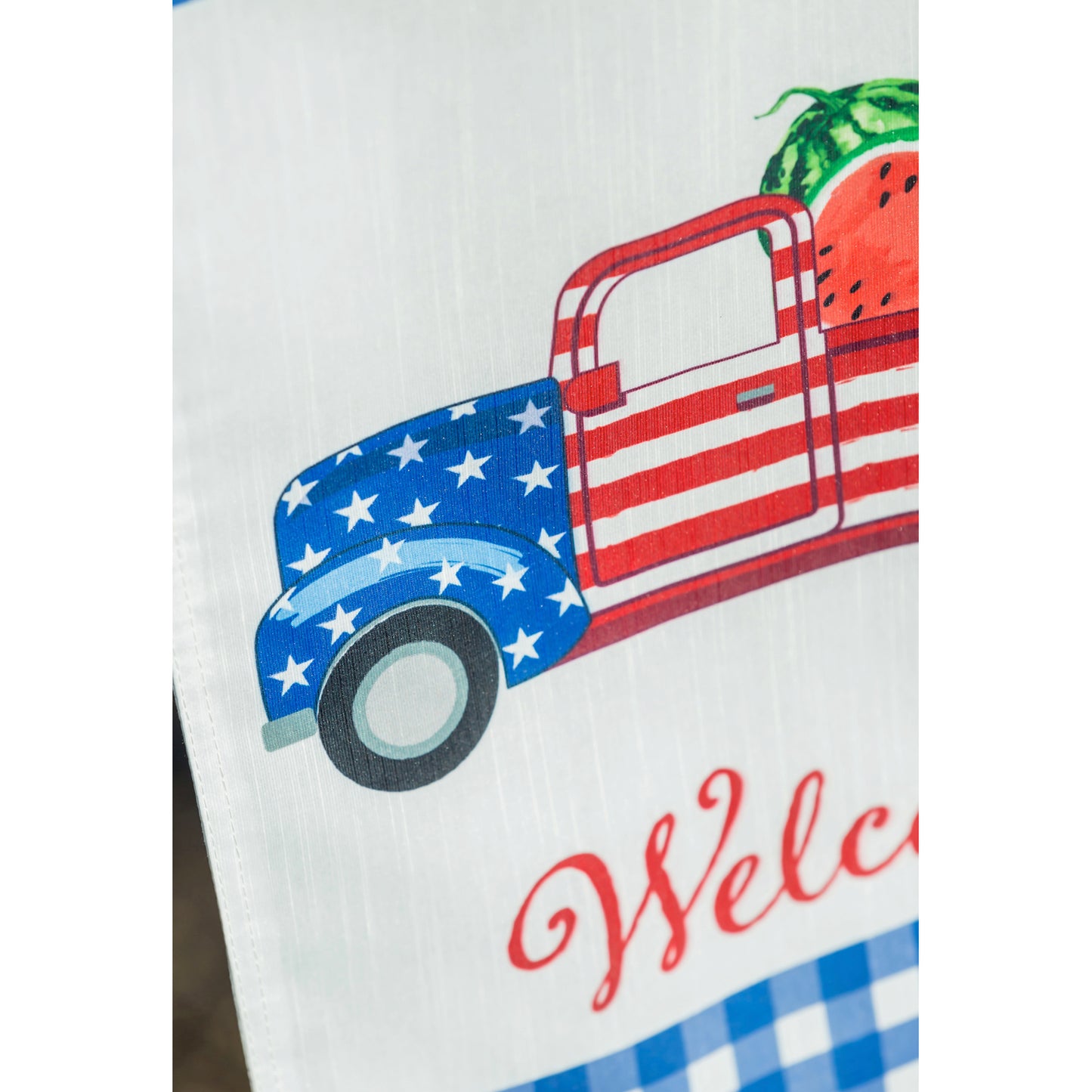 Patriotic Watermelon Truck Garden Flag