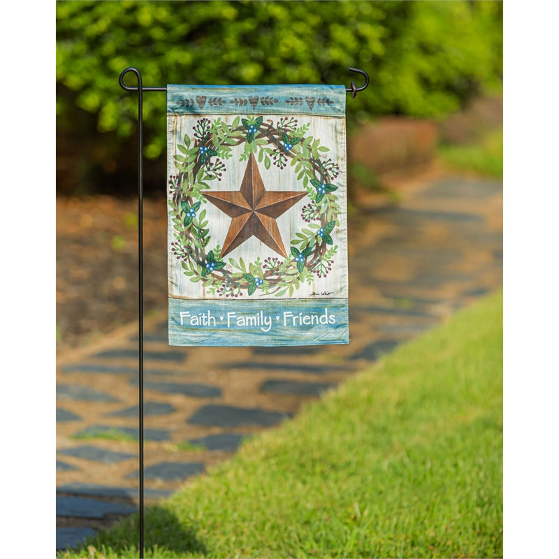 Faith, Family, & Friends Country Star Textured Striation Garden Flag; Polyester 12.5"x18"