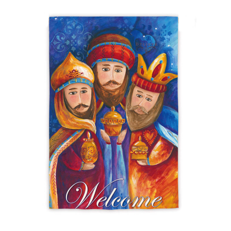 Welcome Wise Men Printed Suede Garden Flag; Polyester
