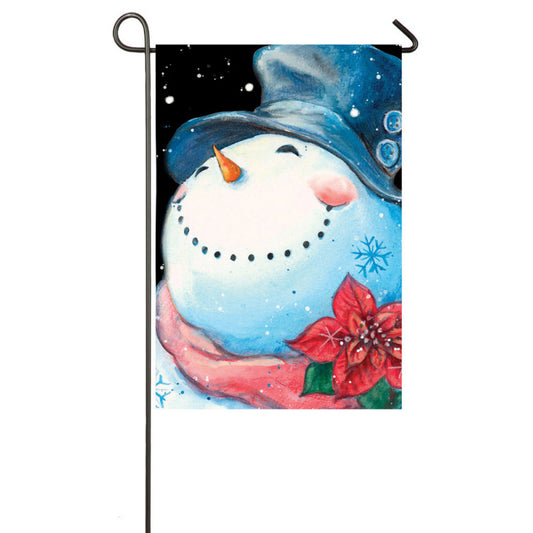 Snow Shine Poinsettia Printed Suede Garden Flag; Polyester