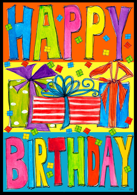 Happy Birthday Printed Garden Flag; Polyester