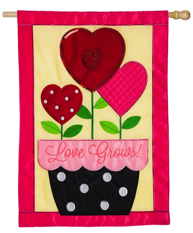Love Grows Applique House Flag