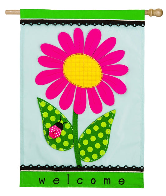 Welcome Daisy Applique House Flag; Polyester