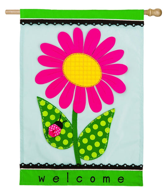 "Welcome Daisy" Applique Seasonal House Flag; Polyester